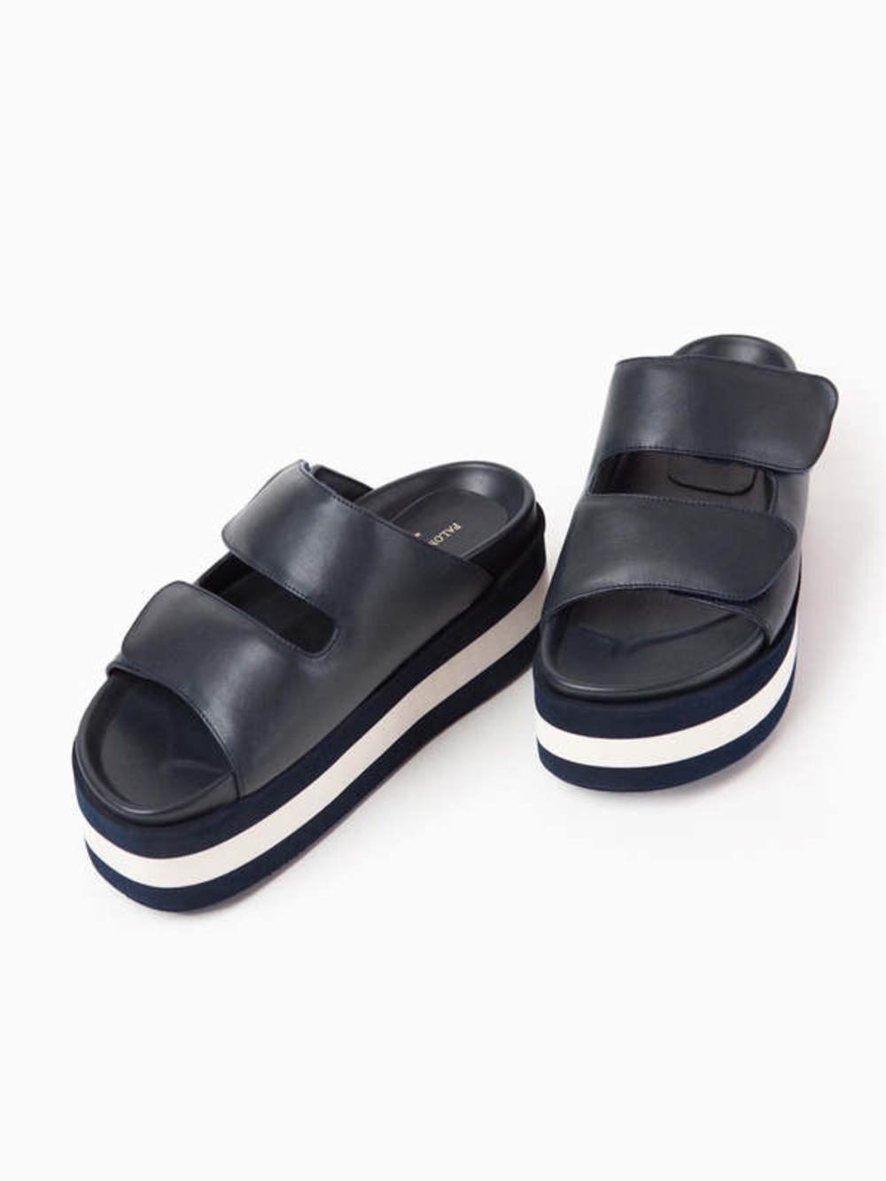 Paloma Barcelo || Asena Double Strap Platform Sandals Leather Navy Blue 40